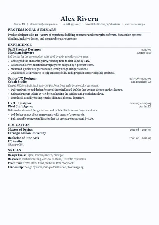 Classic HR Professional Resume template preview